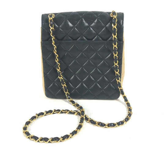 CHANEL Shoulder Bag lambskin beige By color CC COCO Mark Matelasse Quilting Women Used Authentic