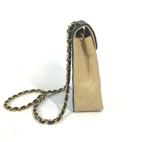 CHANEL Shoulder Bag lambskin beige By color CC COCO Mark Matelasse Quilting Women Used Authentic