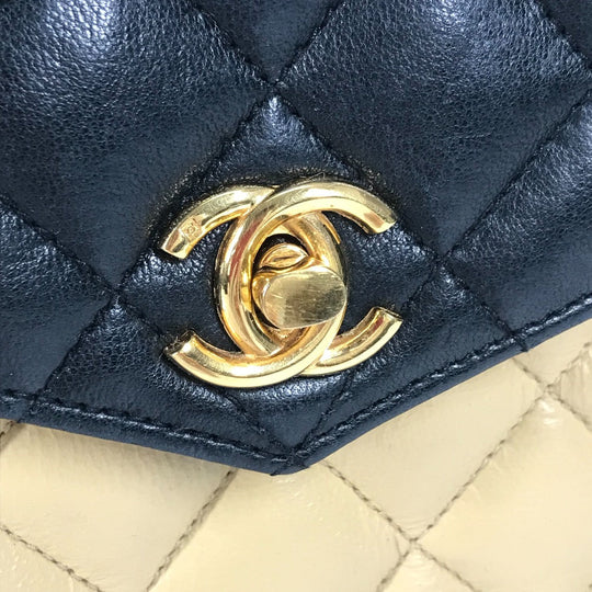 CHANEL Shoulder Bag lambskin beige By color CC COCO Mark Matelasse Quilting Women Used Authentic