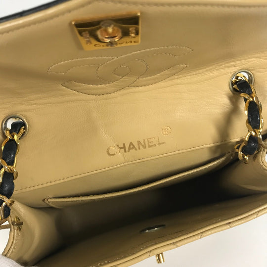 CHANEL Shoulder Bag lambskin beige By color CC COCO Mark Matelasse Quilting Women Used Authentic