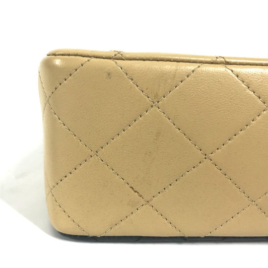 CHANEL Shoulder Bag lambskin beige By color CC COCO Mark Matelasse Quilting Women Used Authentic