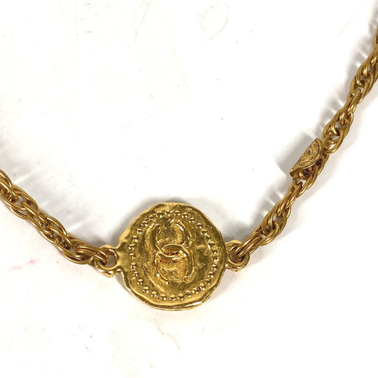 CHANEL Necklace metal gold vintage CC COCO Mark Coin Women Used Authentic