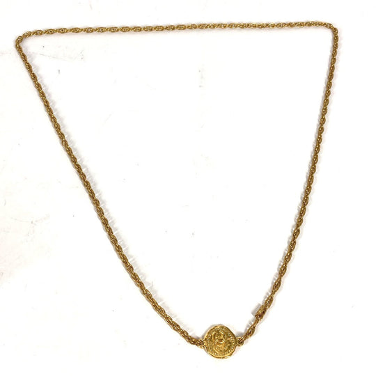 CHANEL Necklace metal gold vintage CC COCO Mark Coin Women Used Authentic