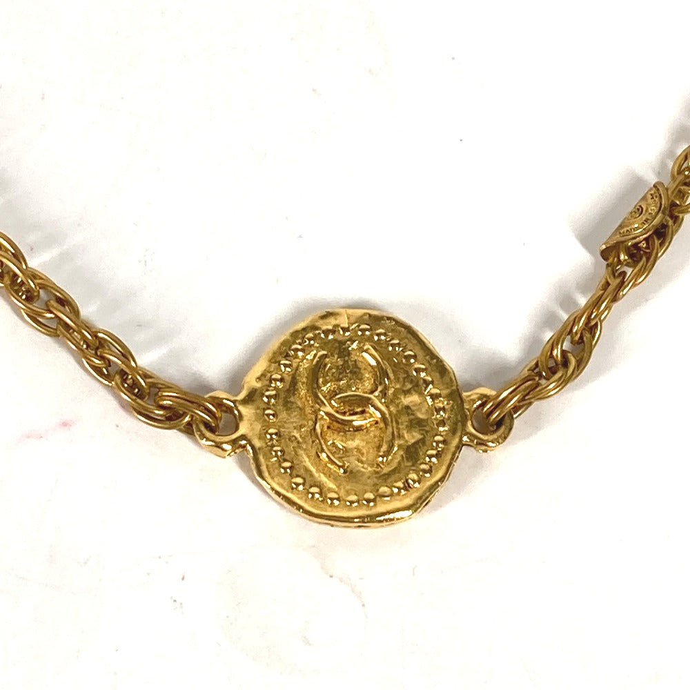 CHANEL Necklace metal gold vintage CC COCO Mark Coin Women Used Authentic
