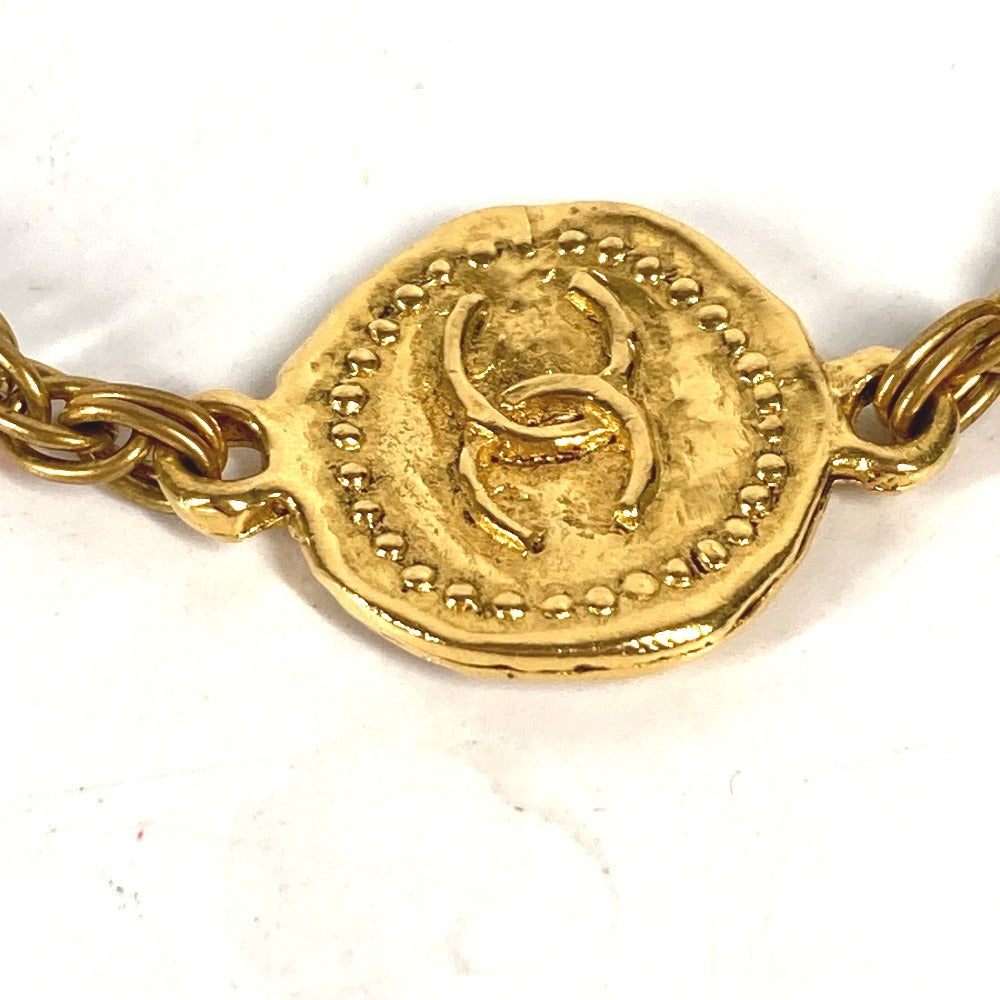 CHANEL Necklace metal gold vintage CC COCO Mark Coin Women Used Authentic