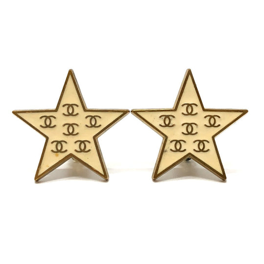 CHANEL Earring metal gold 01P Star CC COCO Mark Women Used Authentic