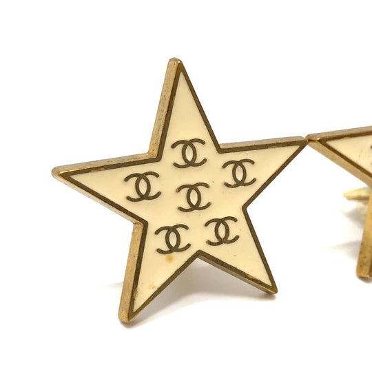 CHANEL Earring metal gold 01P Star CC COCO Mark Women Used Authentic