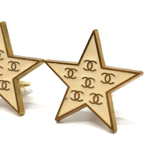 CHANEL Earring metal gold 01P Star CC COCO Mark Women Used Authentic