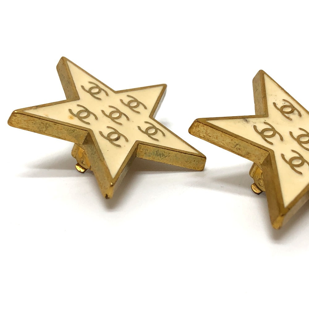CHANEL Earring metal gold 01P Star CC COCO Mark Women Used Authentic