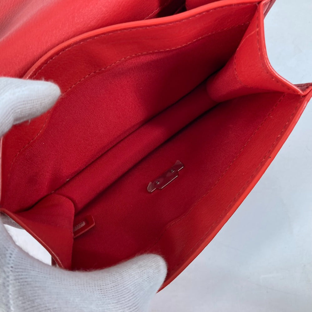 CHANEL Shoulder Bag leather Red WChain Double CC COCO Mark Women Used Authentic