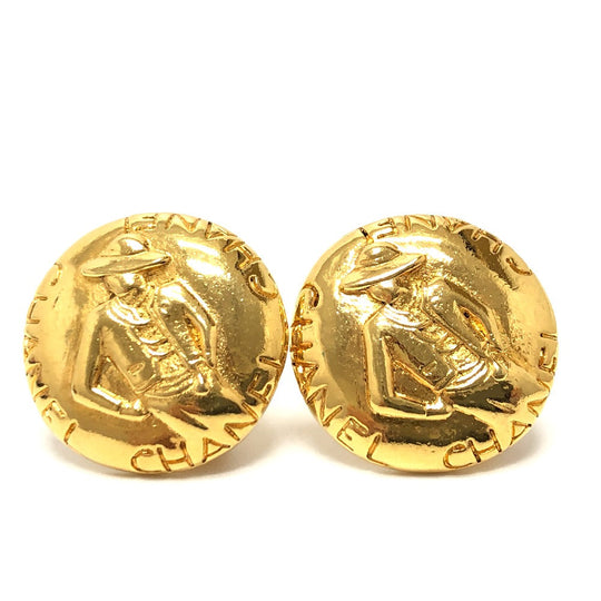 CHANEL Earring metal gold vintage Mademoiselle Women Used Authentic