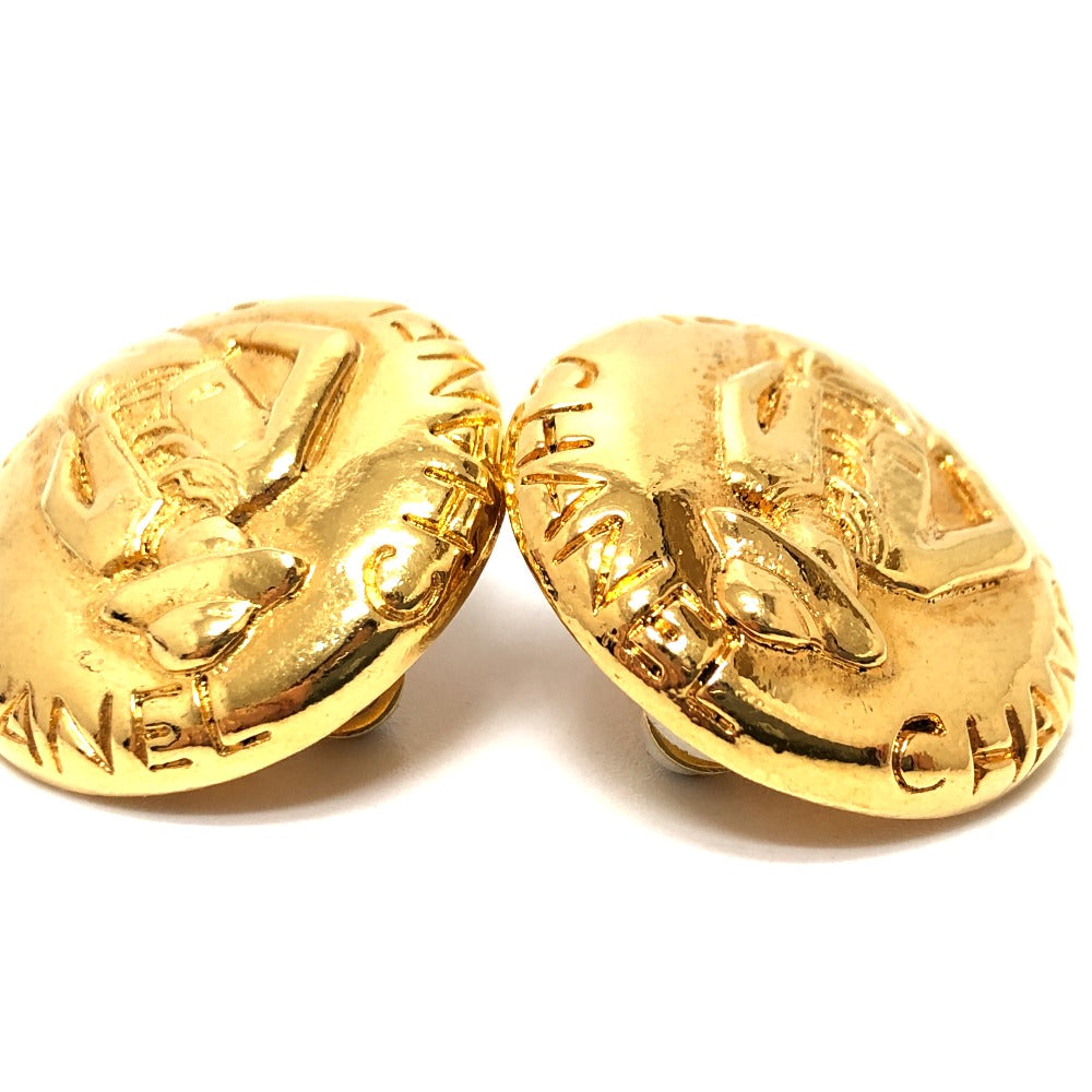 CHANEL Earring metal gold vintage Mademoiselle Women Used Authentic