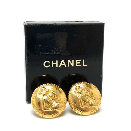 CHANEL Earring metal gold vintage Mademoiselle Women Used Authentic