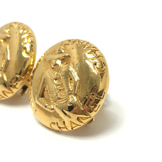 CHANEL Earring metal gold vintage Mademoiselle Women Used Authentic