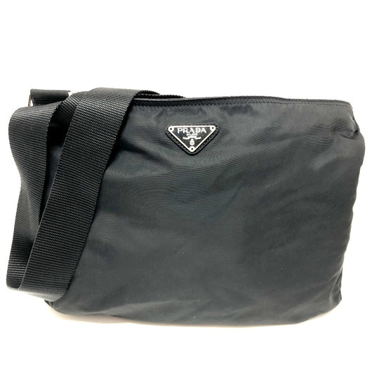 PRADA Shoulder Bag Nylon black Triangle logo Women Secondhand Authentic