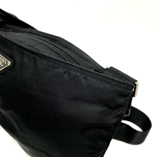 PRADA Shoulder Bag Nylon black Triangle logo Women Secondhand Authentic