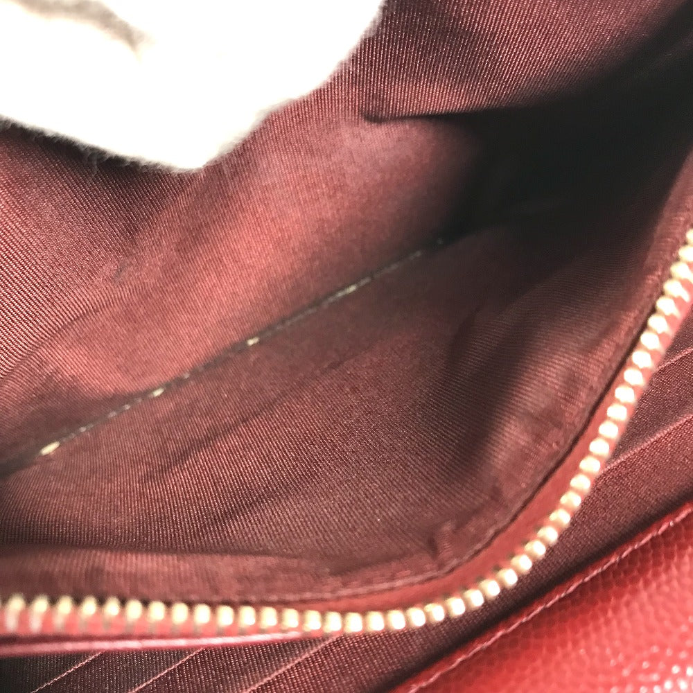 CHANEL Long Wallet Purse Caviar skin Red x Gold Metal CC COCO Mark Coco Lock Chain Wallet Women Used Authentic