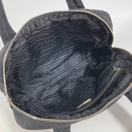 PRADA Handbag Nylon black Triangle logo plate Women Used Authentic