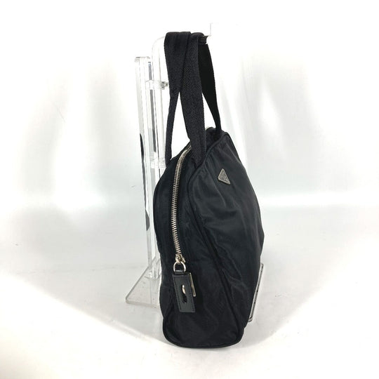 PRADA Handbag Nylon black Triangle logo plate Women Used Authentic