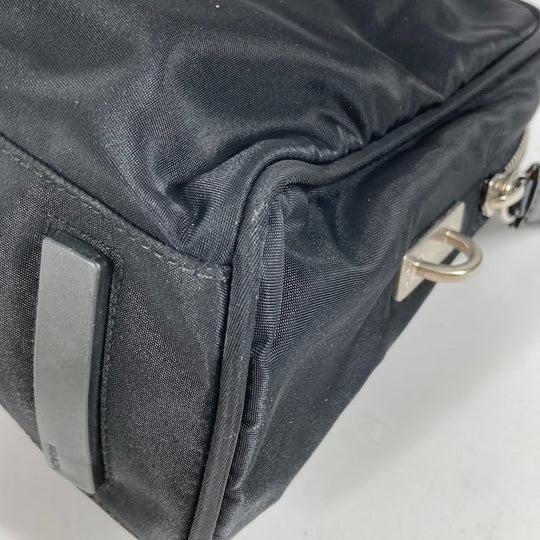 PRADA Handbag Nylon black Triangle logo plate Women Used Authentic