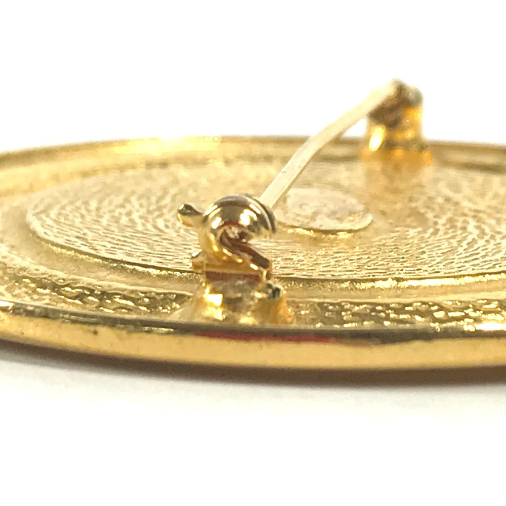 CHANEL Brooch metal gold Vintage round logo Women Secondhand Authentic