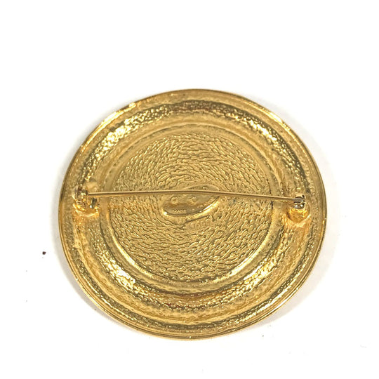 CHANEL Brooch metal gold Vintage round logo Women Secondhand Authentic