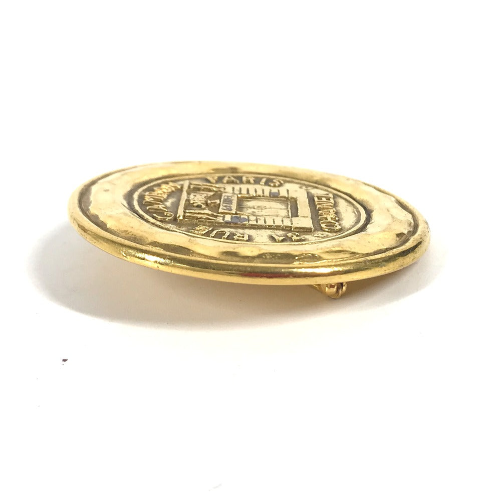 CHANEL Brooch metal gold Vintage round logo Women Secondhand Authentic