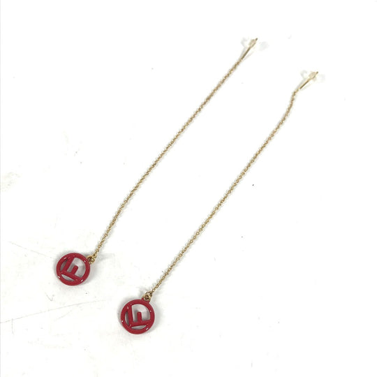 FENDI Pierce metal gold Accessories F is Chain Long Women Used Authentic