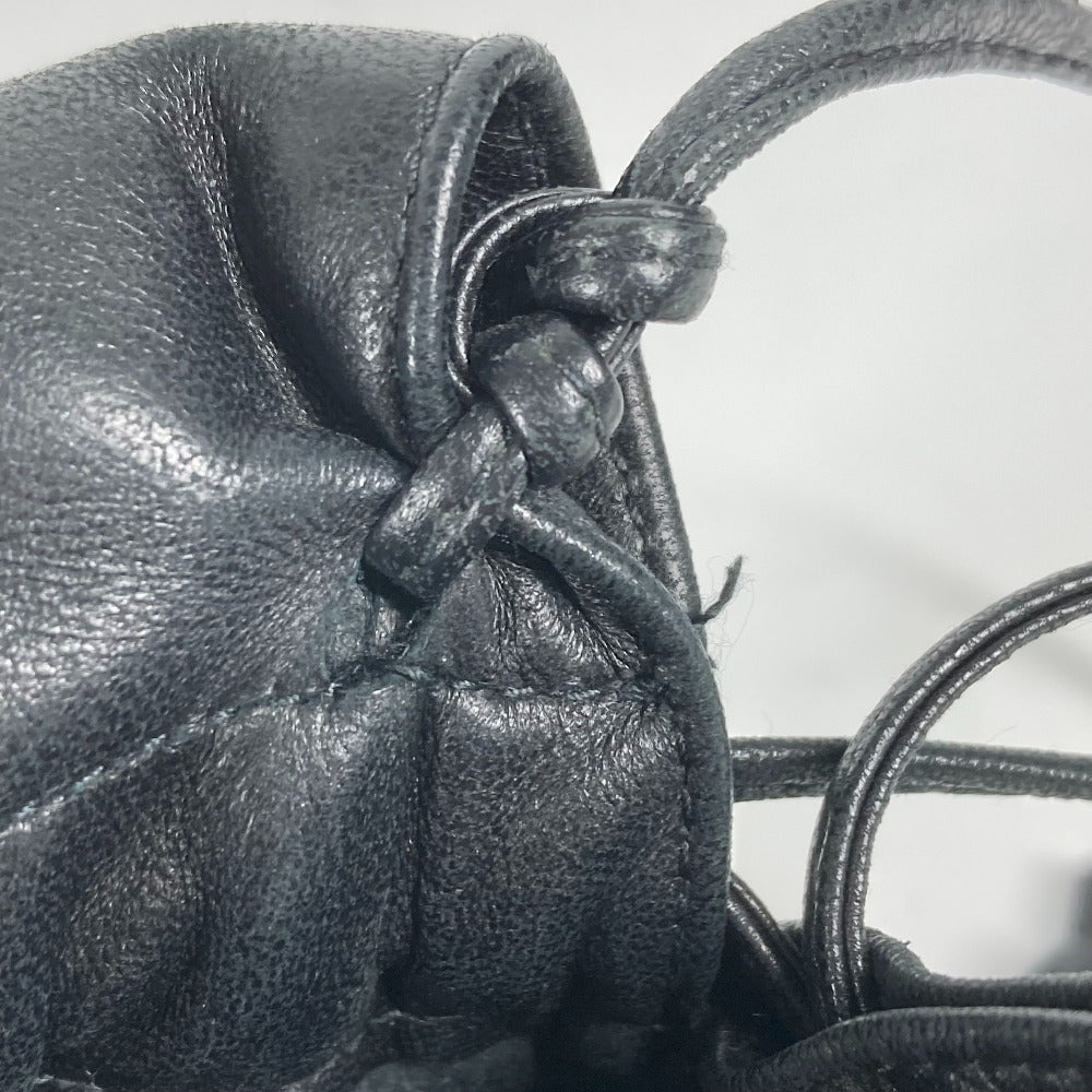 BOTTEGAVENETA Shoulder Bag leather black Pochette purse Women Used Authentic