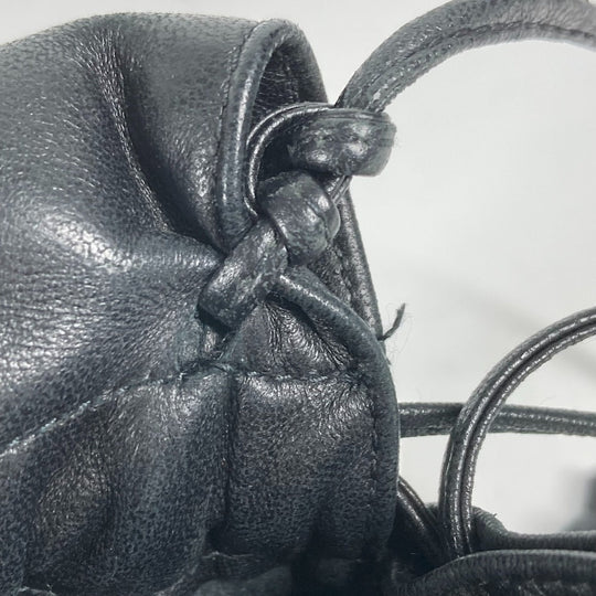 BOTTEGAVENETA Shoulder Bag leather black Pochette purse Women Used Authentic