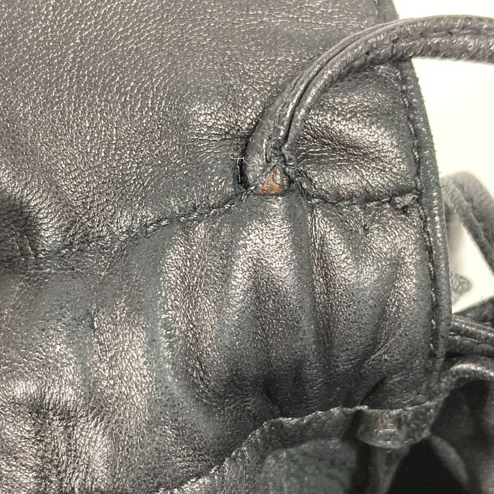 BOTTEGAVENETA Shoulder Bag leather black Pochette purse Women Used Authentic