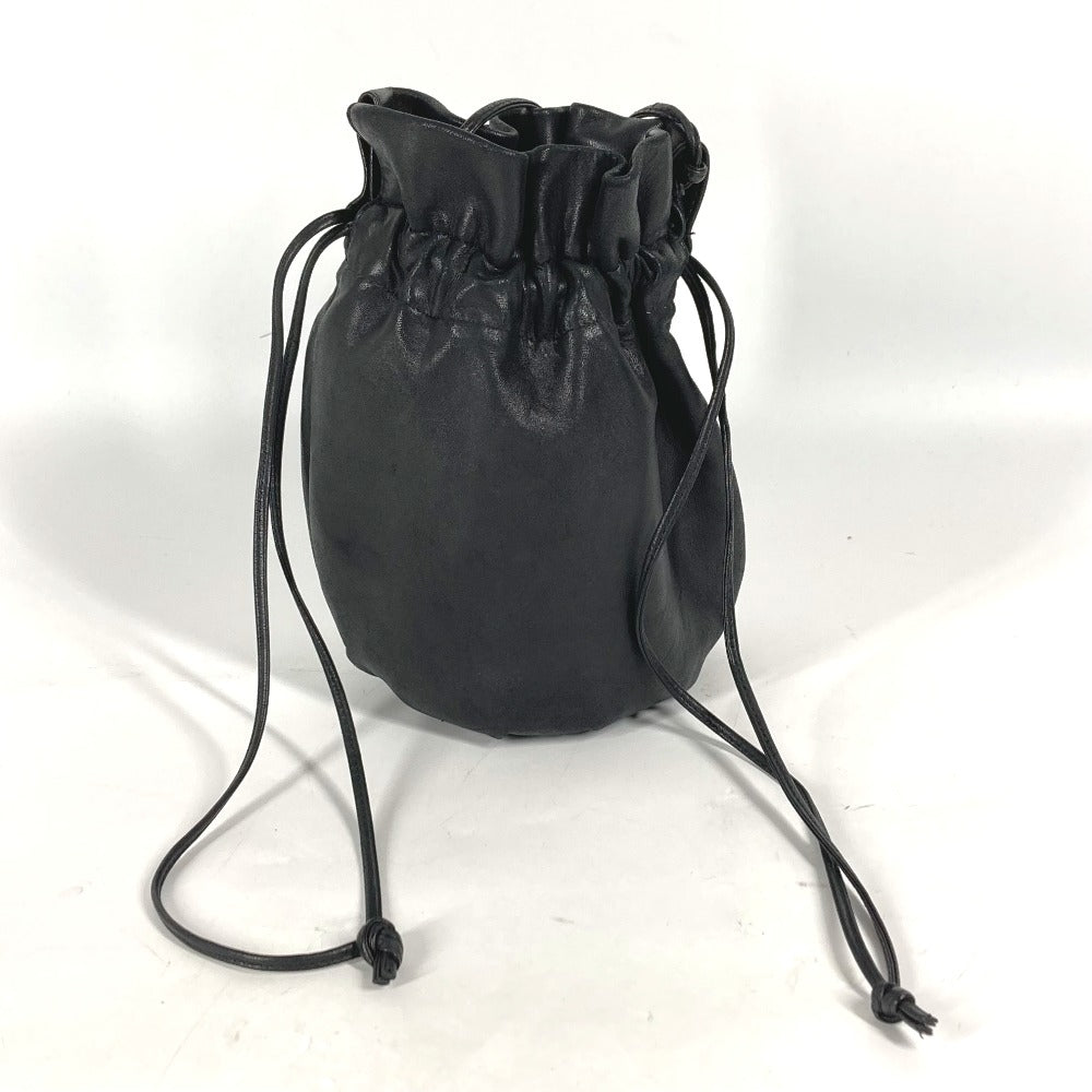 BOTTEGAVENETA Shoulder Bag leather black Pochette purse Women Used Authentic