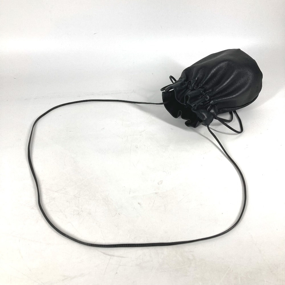 BOTTEGAVENETA Shoulder Bag leather black Pochette purse Women Used Authentic