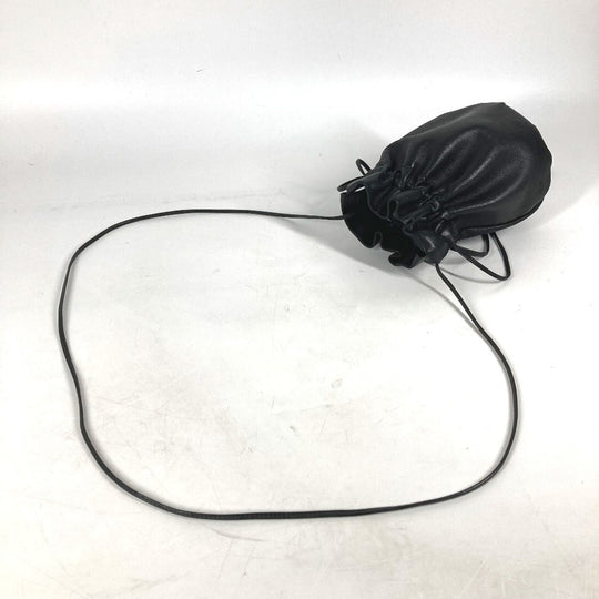BOTTEGAVENETA Shoulder Bag leather black Pochette purse Women Used Authentic