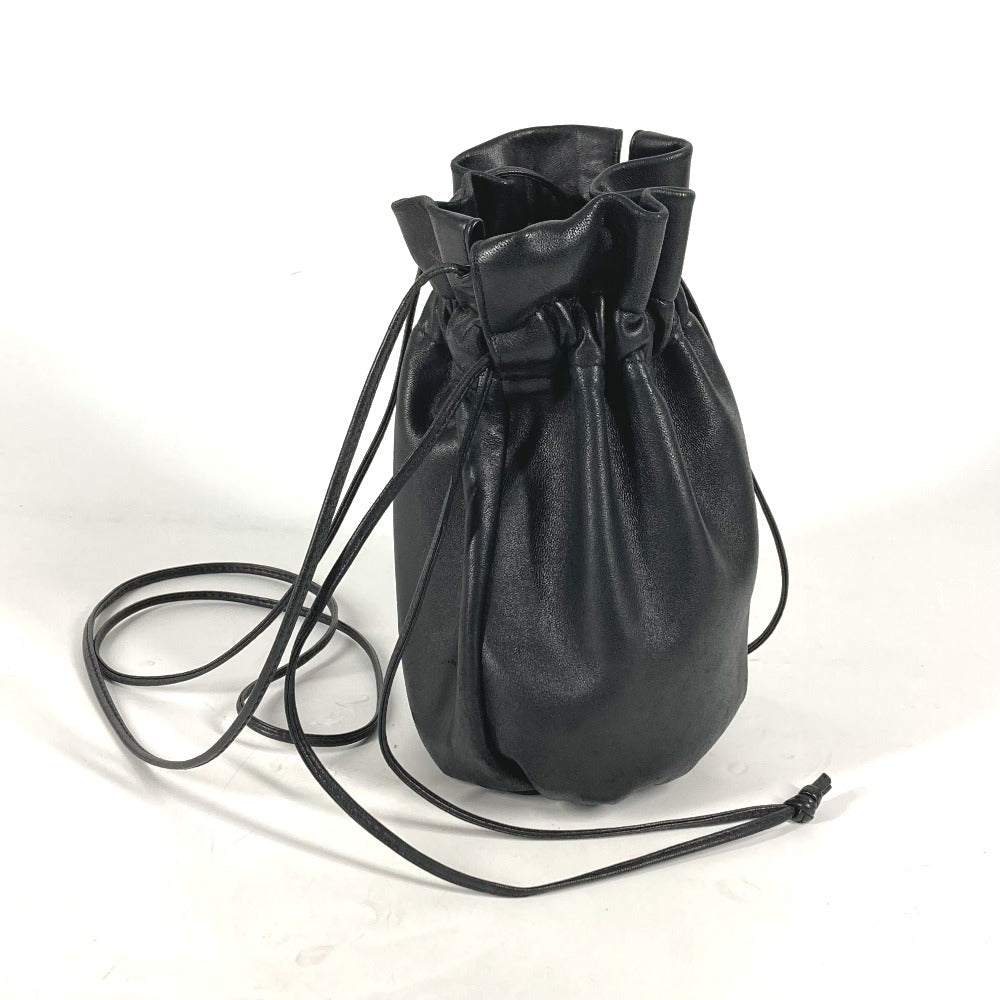 BOTTEGAVENETA Shoulder Bag leather black Pochette purse Women Used Authentic