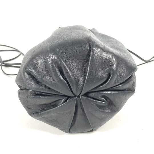 BOTTEGAVENETA Shoulder Bag leather black Pochette purse Women Used Authentic