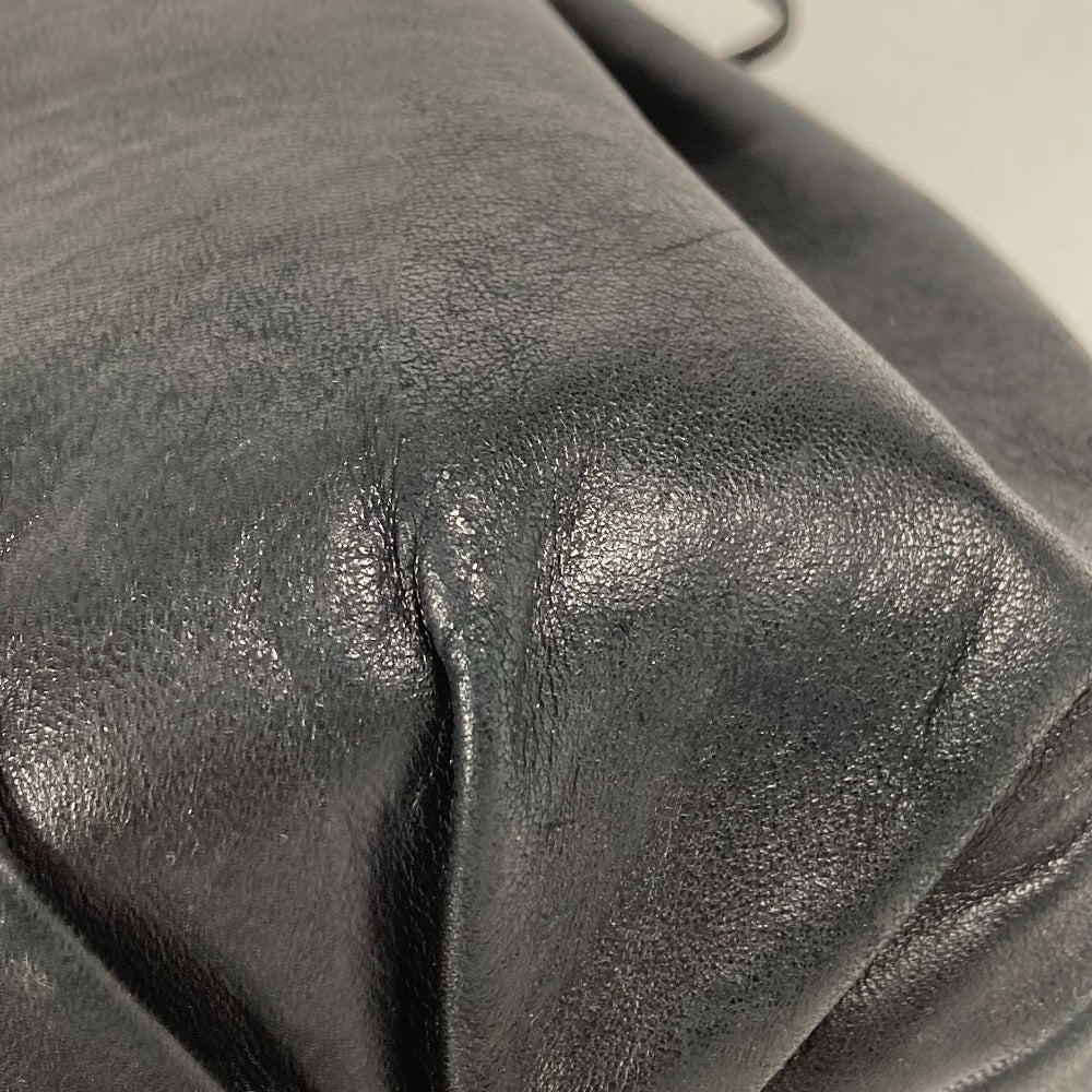 BOTTEGAVENETA Shoulder Bag leather black Pochette purse Women Used Authentic
