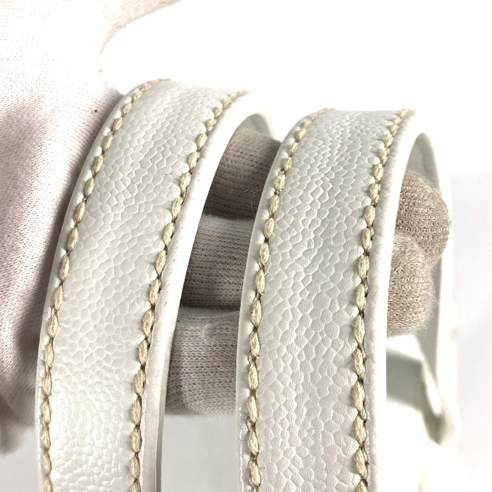 CHANEL Shoulder Bag Caviar skin white shoulder bag Deca COCO Mark CC Women Used Authentic