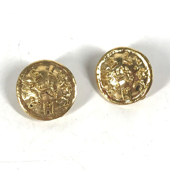 CHANEL Earring metal gold vintage CC COCO Mark logo round Women Used Authentic