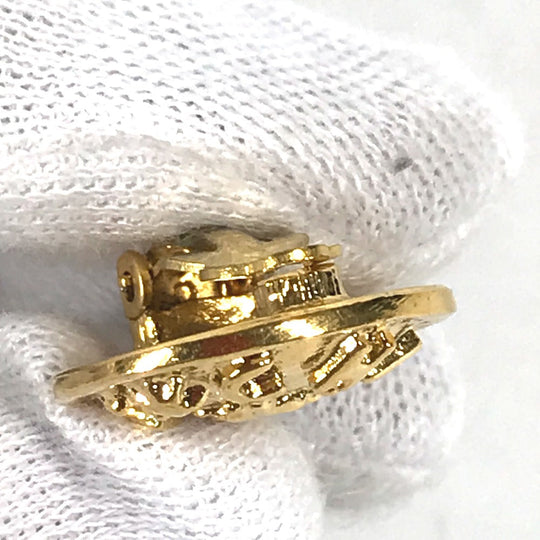 CHANEL Earring metal gold vintage CC COCO Mark logo round Women Used Authentic