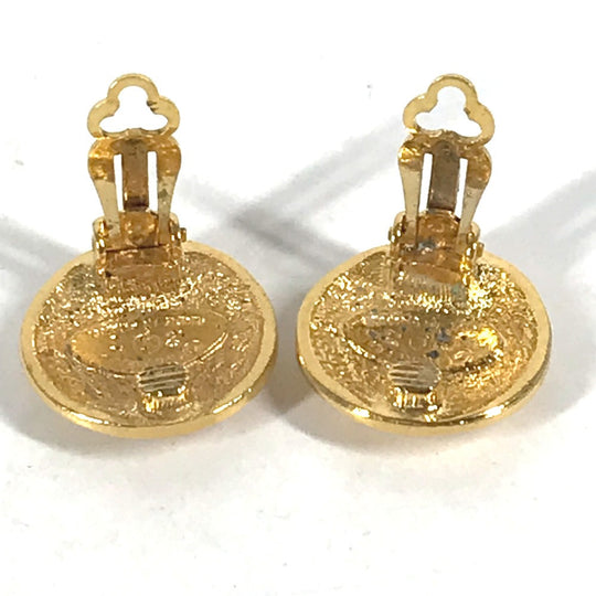 CHANEL Earring metal gold vintage CC COCO Mark logo round Women Used Authentic