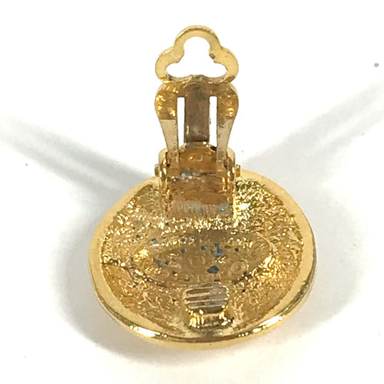 CHANEL Earring metal gold vintage CC COCO Mark logo round Women Used Authentic