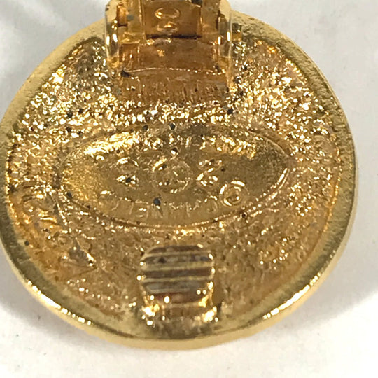 CHANEL Earring metal gold vintage CC COCO Mark logo round Women Used Authentic