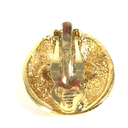 CHANEL Earring metal gold vintage CC COCO Mark logo round Women Used Authentic