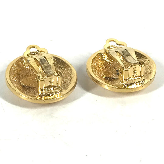 CHANEL Earring metal gold vintage CC COCO Mark logo round Women Used Authentic