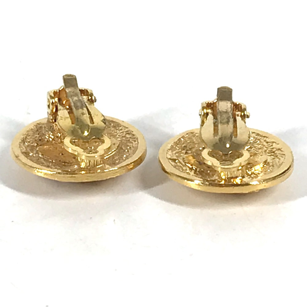 CHANEL Earring metal gold vintage CC COCO Mark logo round Women Used Authentic