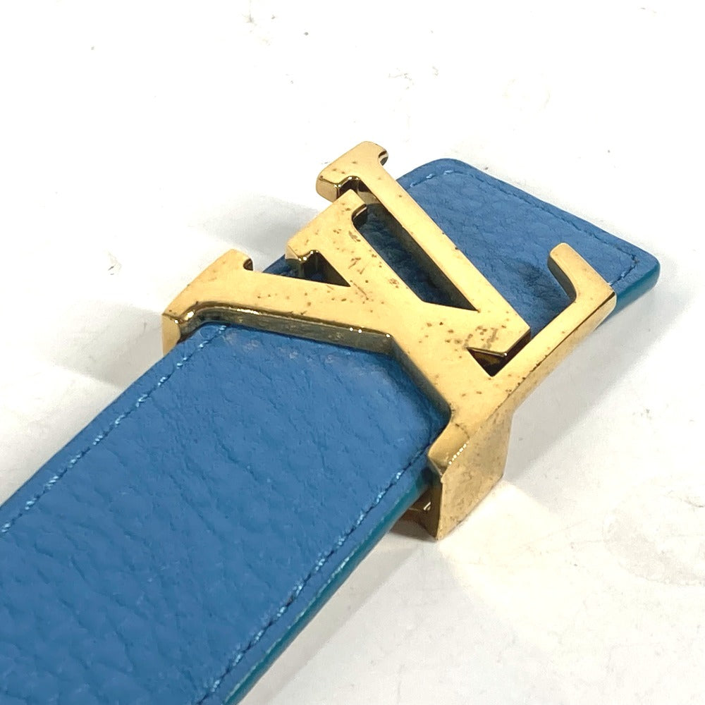LOUIS VUITTON belt N9040W Taurillon Clemence Leather blue By color LV buckle Women 80 Used Authentic
