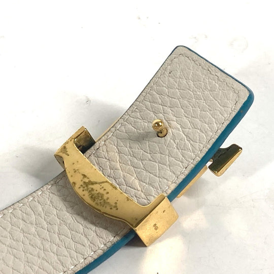 LOUIS VUITTON belt N9040W Taurillon Clemence Leather blue By color LV buckle Women 80 Used Authentic