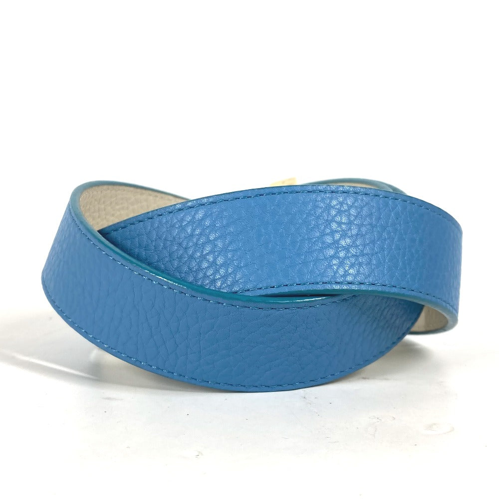 LOUIS VUITTON belt N9040W Taurillon Clemence Leather blue By color LV buckle Women 80 Used Authentic