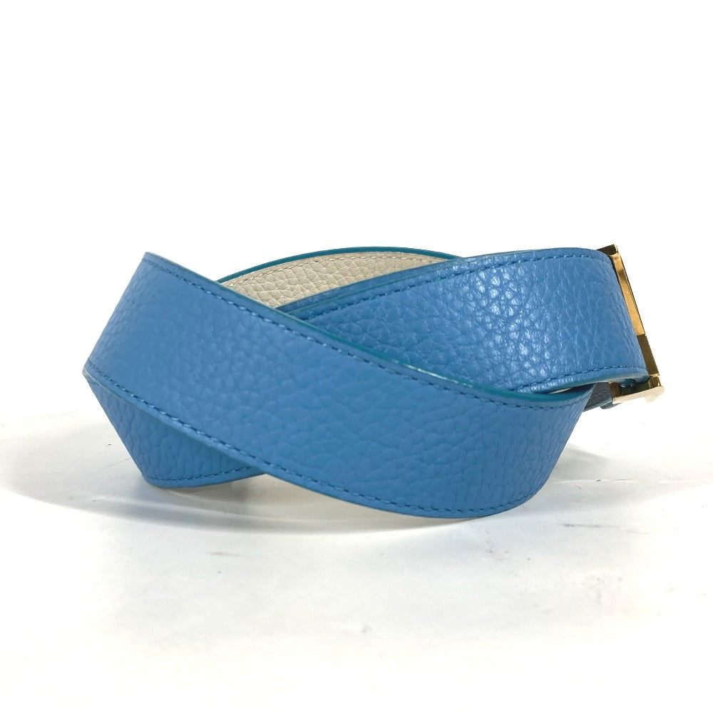 LOUIS VUITTON belt N9040W Taurillon Clemence Leather blue By color LV buckle Women 80 Used Authentic